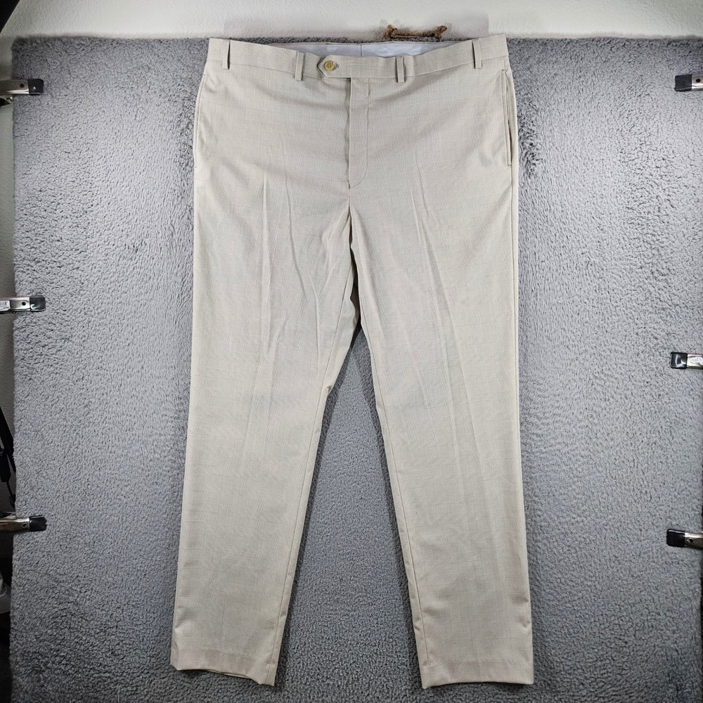 Ralph Ralph Lauren Men Tan Glen Plaid Slim Fit Dress Pants 40x32 Stretch Pants